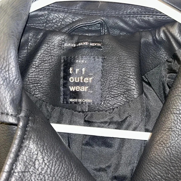 Zara graffiti leather studded biker jacket size XS - Picture 6 of 8